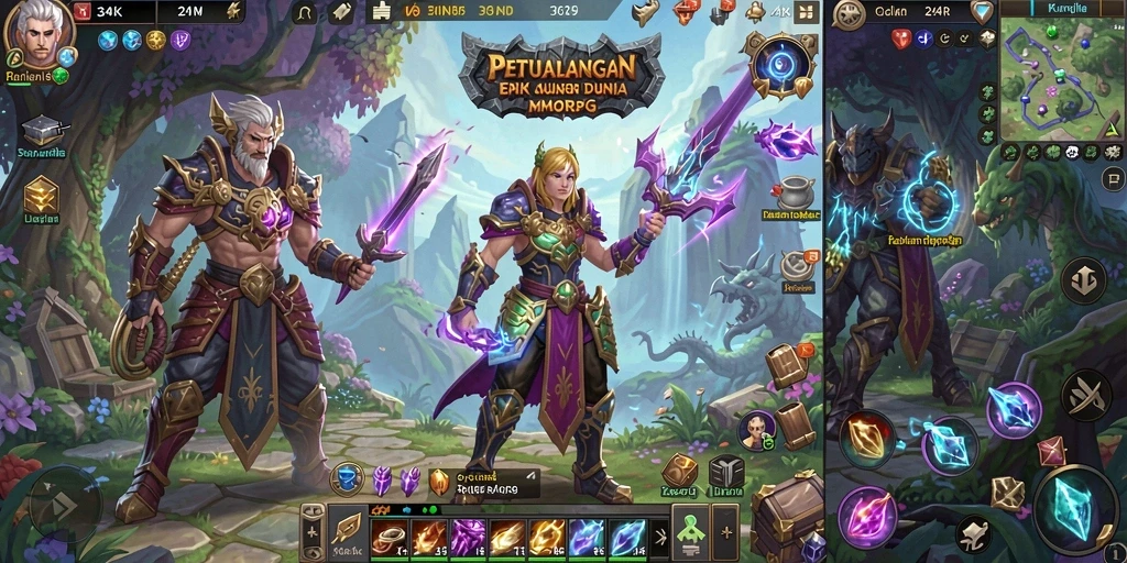 Tampilan gameplay menarik di dunia fantastis 34R