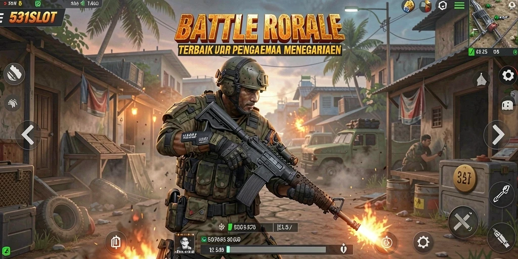 Tampilan aksi seru dalam gameplay Battle Royale 531SLOT.