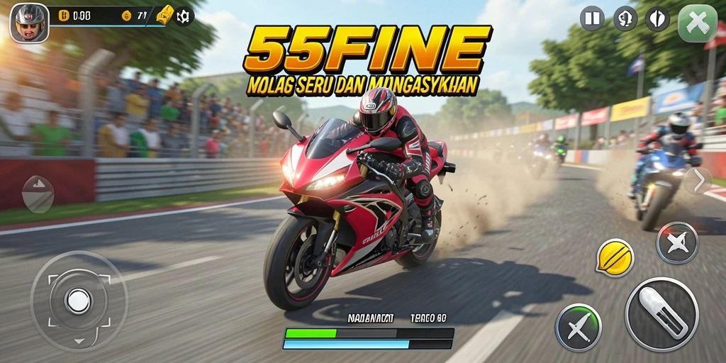 Gameplay mendebarkan dalam balapan motor yang seru.