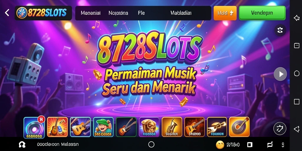 Gameplay 8728SLOTS yang seru dengan alunan musik menarik.