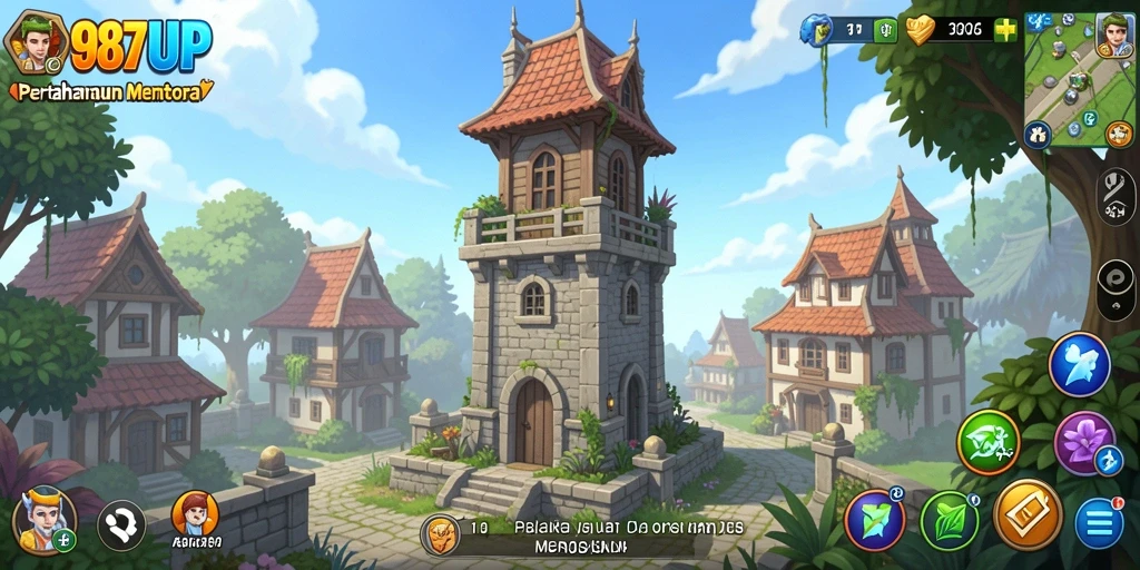 Tampilan gameplay Tower Defense yang seru di 987UP.