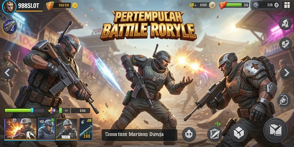 Tampilan gameplay menegangkan dari 988SLOT saat pertempuran Battle Royale.