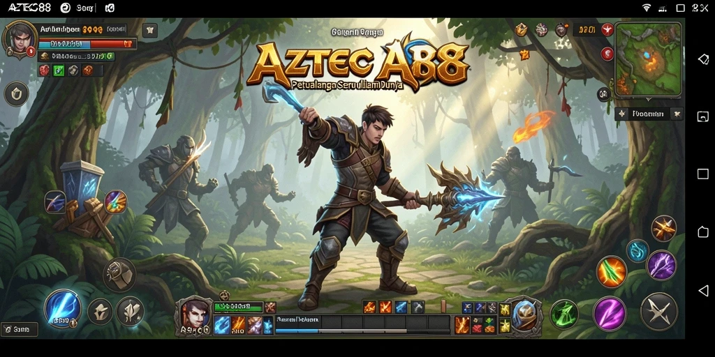 Tangkapan layar menampilkan pertempuran mendebarkan dalam <strong>AZTEC88</strong> sebagai game ARPG.