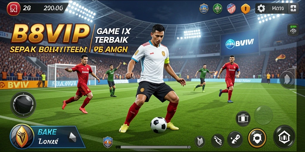 Gameplay B8VIP menampilkan pertarungan sengit antar tim sepak bola.