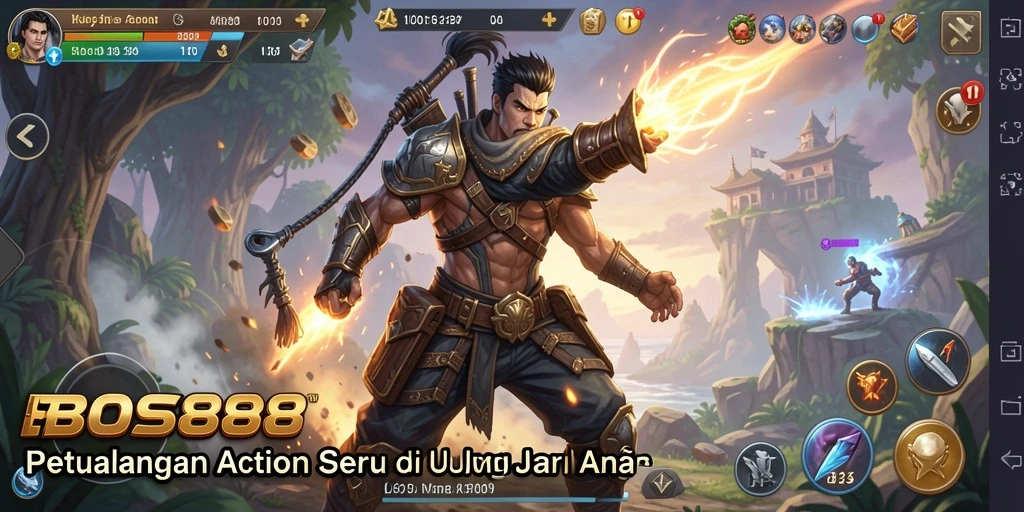Screenshot gameplay <strong>BOS88</strong> menampilkan aksi pertarungan yang mendebarkan.