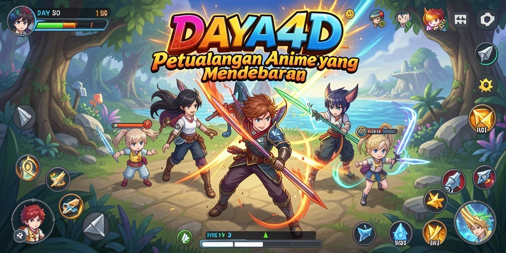 Screenshot utama DAYA4D menampilkan karakter anime dalam aksi seru.