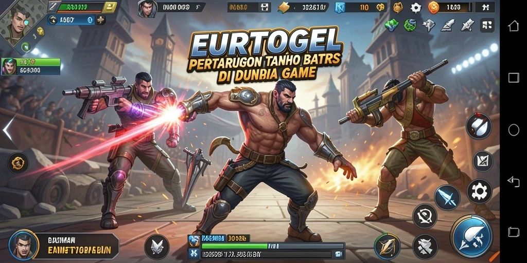 Tangkapan layar utama dari gameplay pertarungan EUROTOGEL yang mendebarkan.