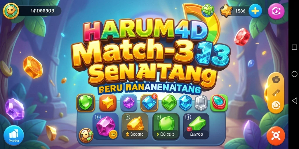 Tampilan menarik dari gameplay HARUM4D dalam permainan Match-3.