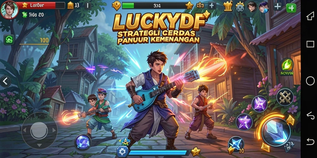 Tampilan gameplay <strong>LUCKYDF</strong> yang menegangkan dengan elemen strategi.