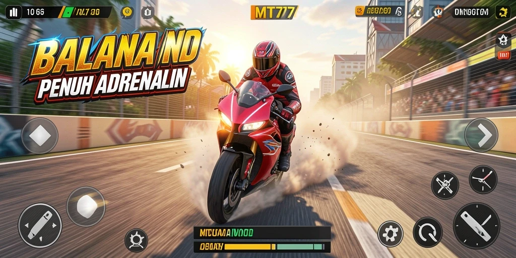Tampilan gameplay seru di balapan motor MT777.