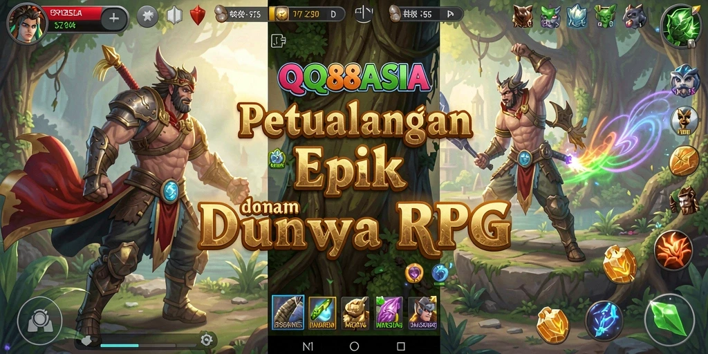 Tampilan menarik saat bertarung di dunia RPG yang luas.