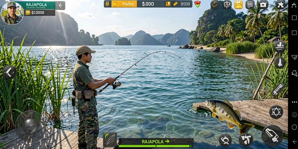 Gameplay seru RAJAPOLA dengan suasana memancing yang mendalam.