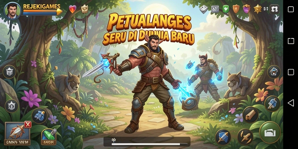 Tampilan gameplay seru dari REJEKIGAMES saat menjelajahi dunia petualangan.
