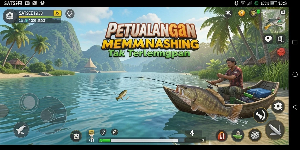 Tampilan gameplay SATSET138 yang penuh aksi saat memancing.