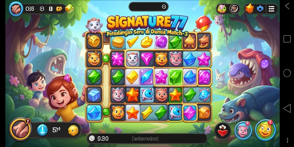 Tangkapan layar dari gameplay menarik SIGNATURE77 di Match-3.