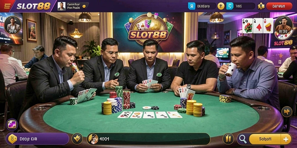 Gameplay seru poker di SLOT88 dengan fitur interaktif.