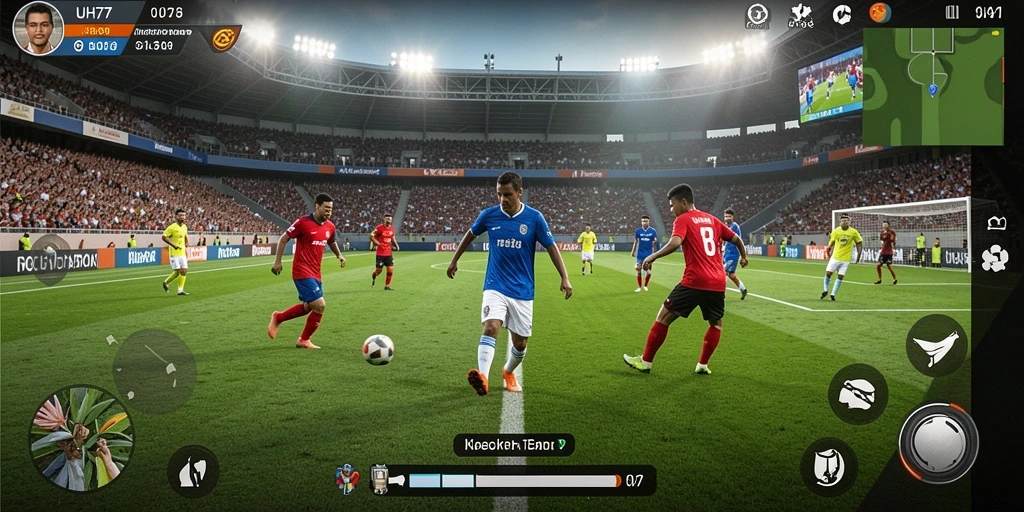 Screenshot UH77 menampilkan aksi mendebarkan dari pertandingan sepak bola.
