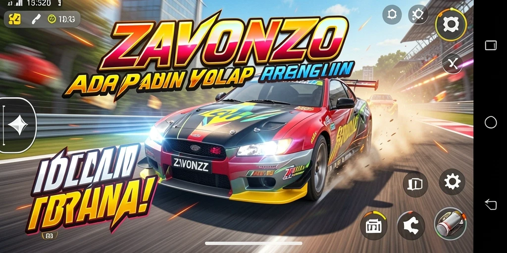 Screenshot menampilkan aksi balapan mendebarkan di ZAVONZO.