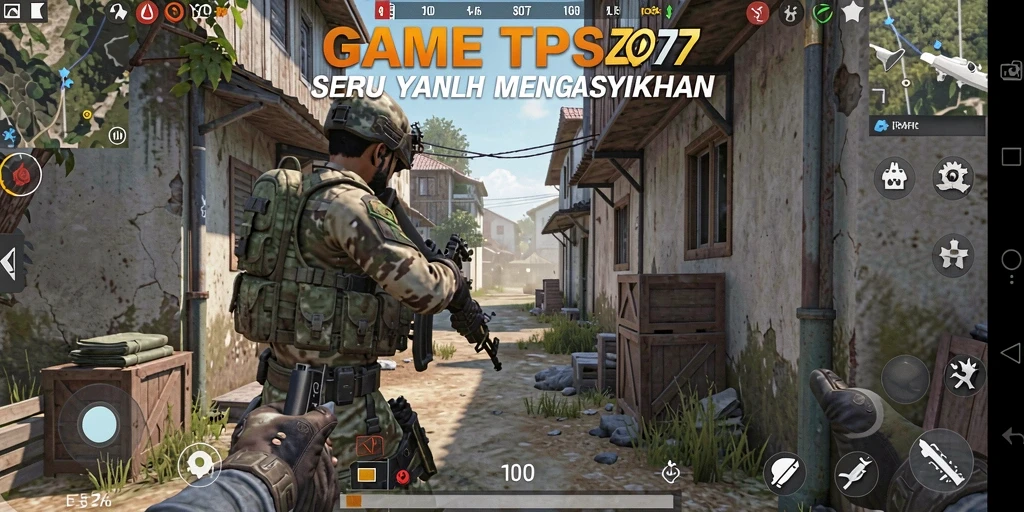 Screenshot utama ZORO77 menampilkan intense gameplay TPS yang mendebarkan.